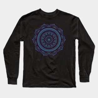 Purple on Blue Mandala Long Sleeve T-Shirt